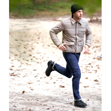 jean ultimate gk undercover gk pro bleu, coupe droite, vue de face, badge made in europe