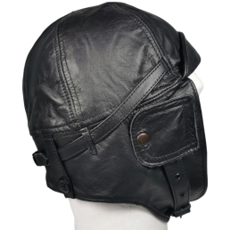 beau casque cuir aviateur noir
