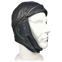 casque cuir aviateur noir