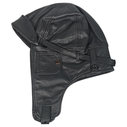 beau casque cuir aviateur noir