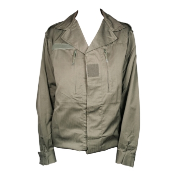 veste militaire f2 verte, face avant, fermeture boutons sous rabat, 2 zips poitrine