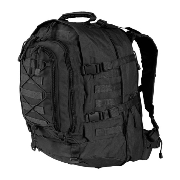 sac modulable ares 45 60l noir, vue biais, zip d’extension et sangles de compression
