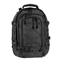 sac à dos militaire modulable 45 60l ares noir, face, molle frontal et cordage