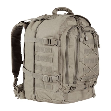 sac ares 45 60l coyote, profil, rangées molle latérales et sangles de serrage