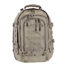 sac à dos militaire modulable 45 60l ares coyote, face, molle frontal et cordage