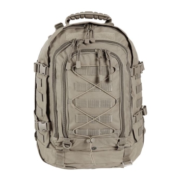 sac modulable ares 45 60l coyote, vue biais, zip d’extension et sangles de compression