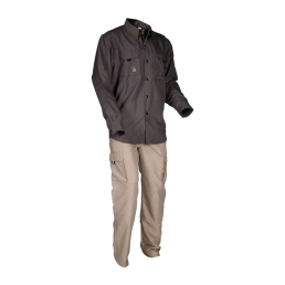 pantalon baroud trex ares coyote porté, vue trois-quarts droit, usage randonnée/trek