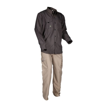 pantalon baroud trex ares coyote porté, vue trois-quarts droit, usage randonnée/trek