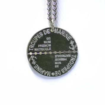 Plaque d'identité militaire Troupes de Marine