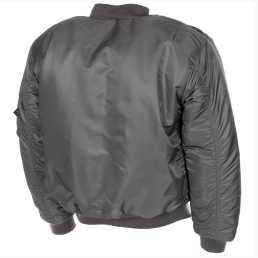 bombers US MA1 gris, vue de dos, bords-côtes col poignets et taille
