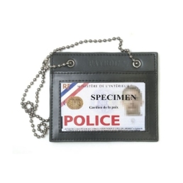 Porte-carte en cuir avec chaîne Forces de l'ordre