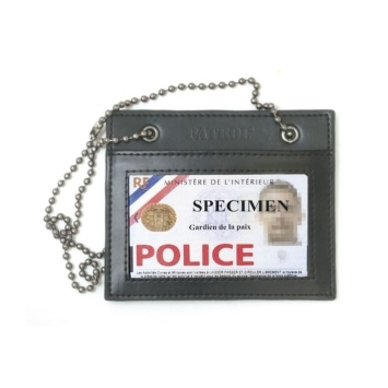 Porte-carte en cuir avec chaîne Forces de l'ordre