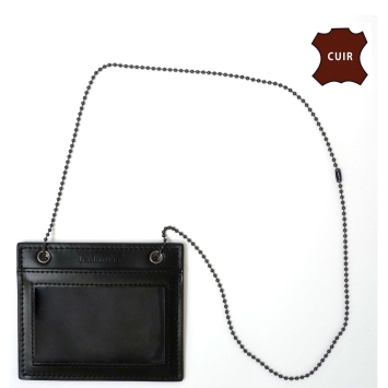 Porte-carte en cuir avec chaîne Forces de l'ordre gendarmerie