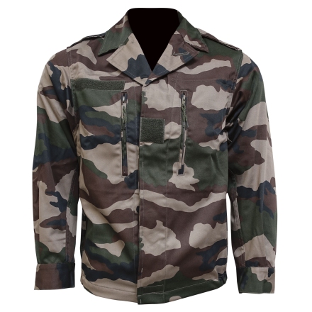 veste militaire f2 camouflage ce opex, vue de face, poches poitrine zippées et velcros