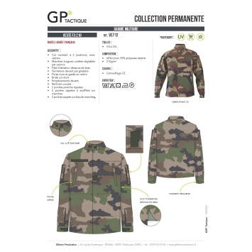 Veste treillis F3 camouflage CE GP Tactique – vue de face