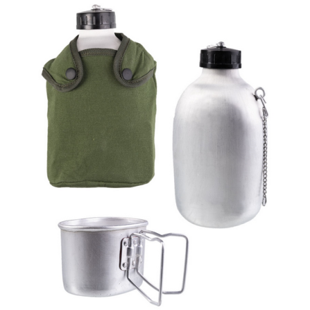 Gourde Armée Française Alu avec quart et housse 1.3L