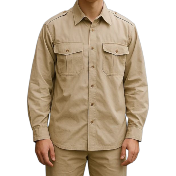 Chemise de Service Sable Tissu Épais - Armée Hollandaise