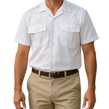 Chemisette blanche de cérémonie portée par un homme militaire