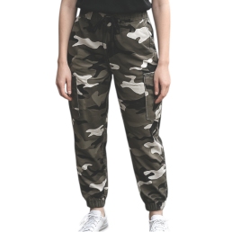 pantalon treillis f2 femme urbanporté, coupe haute jambes étroites poches cargo boutons-pression