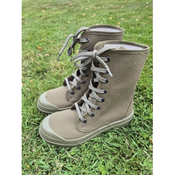 rangers toile coton vert olive, vue de profil droit, capsule pare-usure avant