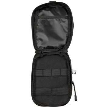 Pochette EDC MOLLE MFH noire— vue intérieure, poche zippée et compartiment