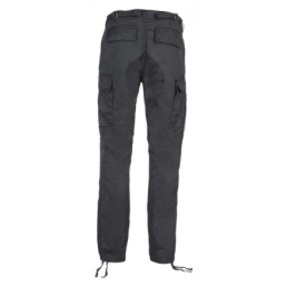 pantalon militaire bdu cityguard noir, vue de dos, poches arrière et cargo, bas à lacets