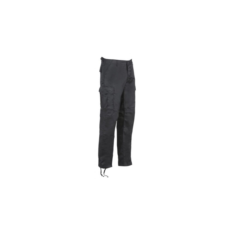 pantalon treillis bdu cityguard noir homme, vue avant 3/4, poches cargo, bas à lacets