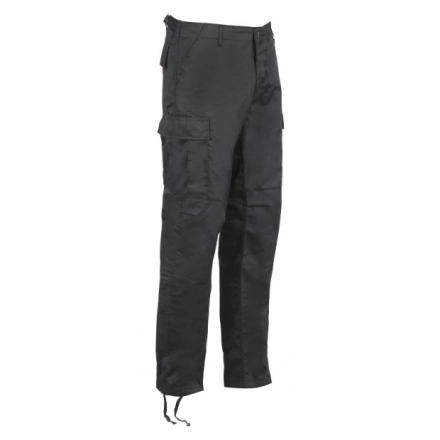pantalon treillis bdu cityguard noir homme, vue avant 3/4, poches cargo, bas à lacets