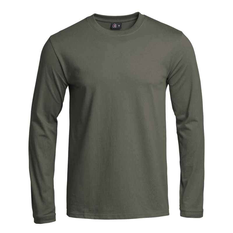 t-shirt manches longues STRONG A10 Equipment vert olive, coton 210 g/m², vue de face