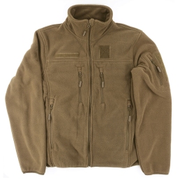 blouson polaire militaire coyote OPEX FITTE, vue à plat, poches zippées avant