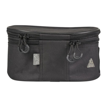 porte képi luxe noir ares, face avant, tirettes zip et logos