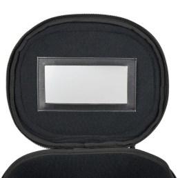 porte képi luxe noir ares, miroir intérieur, détail rapproché