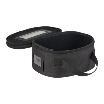 porte képi luxe noir ares, couvercle retiré, volume interne visible