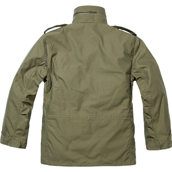 veste m65 classic brandit verte, vue de dos, épaulettes et col relevé
