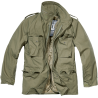 veste m65 classic brandit verte, vue de face ouverte, doublure amovible, poches cargo, cordons de serrage