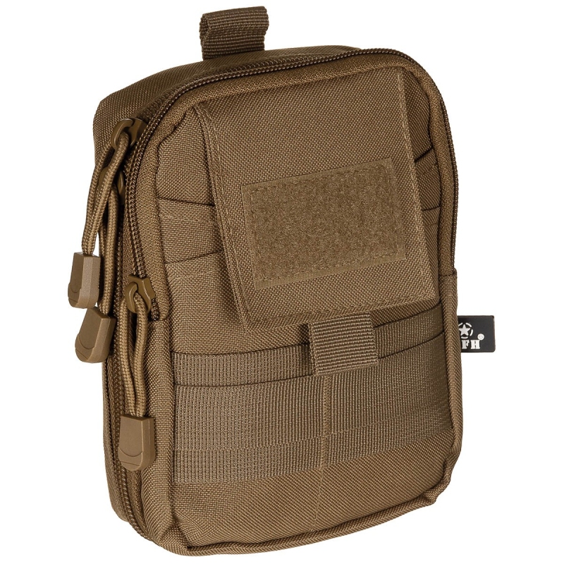Pochette EDC MOLLE MFH — vue 3/4 avant, coyote