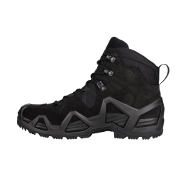 lowa zephyr mk2 gtx mid noire, profil gauche, boucle tirette et contrefort talon
