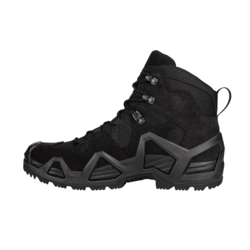 lowa zephyr mk2 gtx mid noire, profil gauche, boucle tirette et contrefort talon