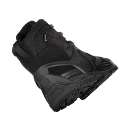 lowa zephyr mk2 gtx mid noire, vue talon, renfort arrière et monowrap, départ semelle cramponnée