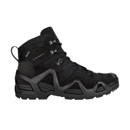 lowa zephyr mk2 gtx mid noir, profil droit, tige mid-cut cuir velours cordura, châssis monowrap visible