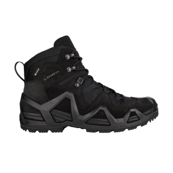lowa zephyr mk2 gtx mid noir, profil droit, tige mid-cut cuir velours cordura, châssis monowrap visible