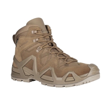lowa zephyr mk2 gtx mid coyote op, profil droit, tige mid-cut cuir velours cordura, châssis monowrap visible
