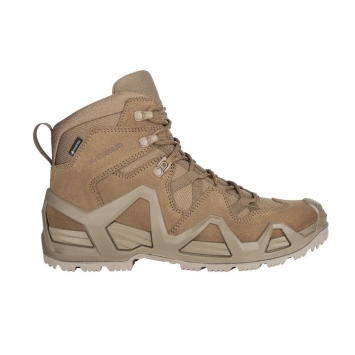 lowa zephyr mk2 gtx mid coyote op, profil droit, tige mid-cut cuir velours cordura, châssis monowrap visible