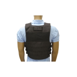 Housse gilet pare-balles noire pour plaques balistiques vue de dos avec passants MOLLE