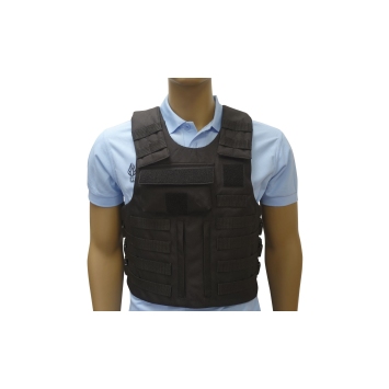 Housse gilet pare-balles noire pour plaques balistiques Police Gendarmerie vue de face