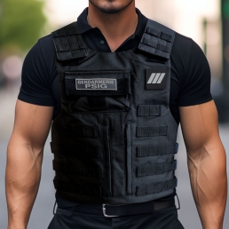 Housse gilet pare-balles MOLLE pour plaques balistiques sur gendarme PSIG vue de face
