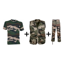 Tenue militaire enfant camouflage CE complète – gilet + pantalon BDU + t-shirt
