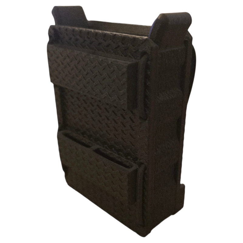 porte-chargeur FLEX-RS multi-calibre noir, vue 3/4, texture chevron, conception monobloc.