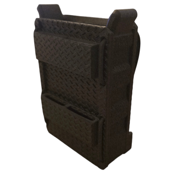 porte-chargeur FLEX-RS multi-calibre noir, vue 3/4, texture chevron, conception monobloc.