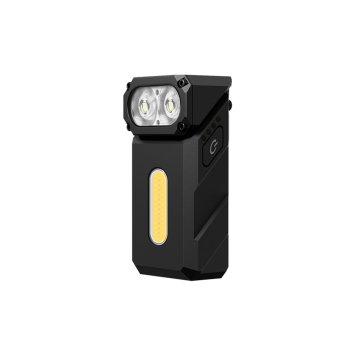 klarus e8 lampe rechargeable 1000 lumens, vue de face, panneau cob blanc auxiliaire
